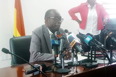 Prof. Ernest Kofi Davis, acting Director General of the GES, addressing the press
