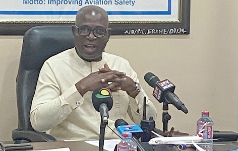 John Mmeb Kunyan Wumborti, acting Commissioner, AIB Ghana, addressing the media