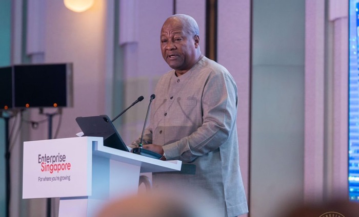 President John Mahama addressing their Singaporean business community