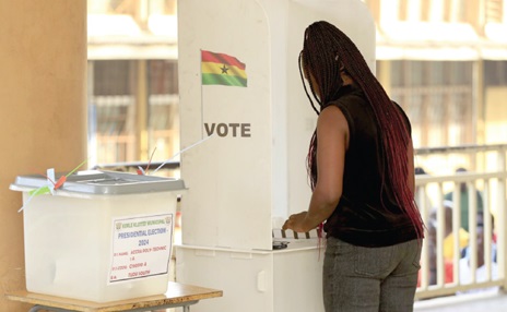 A voter exercising her  franchise