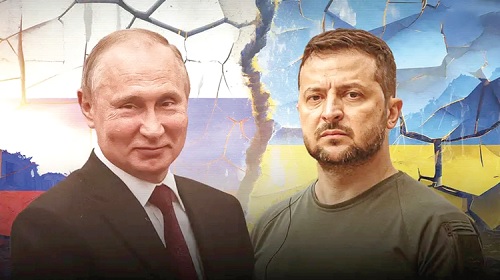 President Putin of Russia (left) and Zelenskyy, his Ukrainian counterpart