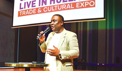 Nana Kwaku Kyere Agyemang, Deputy Director, Diaspora Affairs, Office of the President, addressing the forum