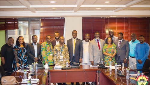 Dr Andy Osei Okrah (arrowed) and his team after briefing the Parliamentary Select Committee on Food, Agriculture and Cocoa Affairs on the project