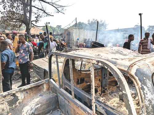  Shops and vehicles were completely burnt down by the fire incident at the Suame Magazine