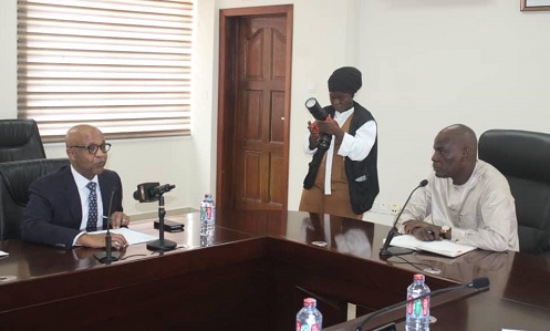  Haruna Iddrisu (right), Minister of Education, interacting with Osama Makkawi Khogali (left), Country Director of UNICEF Ghana
