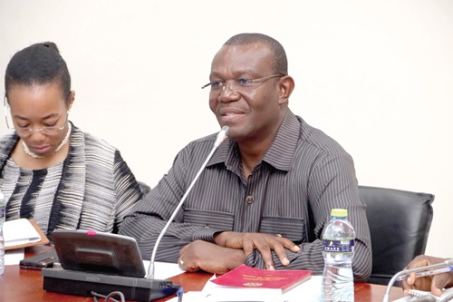 Emmanuel Kwesi Bedzrah, the MP for Ho West and Chairman of the ad hoc committee, addressing the media. PICTURE: Elvis Dowuona