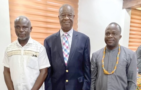 Dr Bright Atsu Sogbey (right), President of Africa Development Council, with Sampson Klutsey Gamenyah (left), Vice-President, and  Dr Prince Kofi Kludjeson,  Executive Council Chairman, ADC