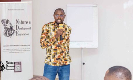 Mustapha Seidu, Director of the Nature &amp; Development Foundation, making a point during the workshop