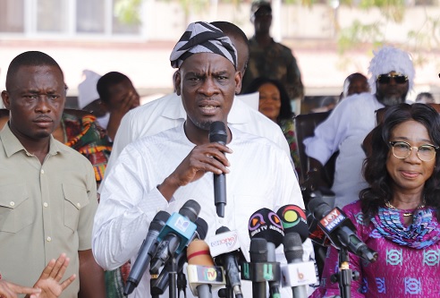 Haruna Iddrisu (left),  Minister of Education, announcing  the reintroduction of PTAs in the school management system