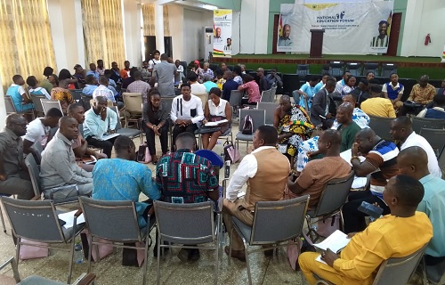 One of the groups having discussions at the National Education Forum in Sunyani