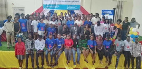 Speakers with students after the programme