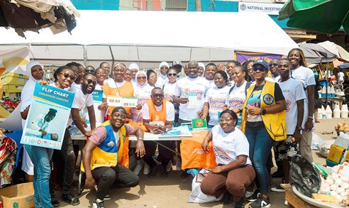 Members of World Child Cancer Ghana at the Kaneshie Market