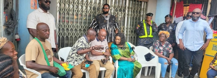 Vice President-elect Naana Opoku-Agyemang at Kantamanto for first hand information on fire disaster. PHOTOS AND VIDEOS BY EDNA SALVO KOTEY