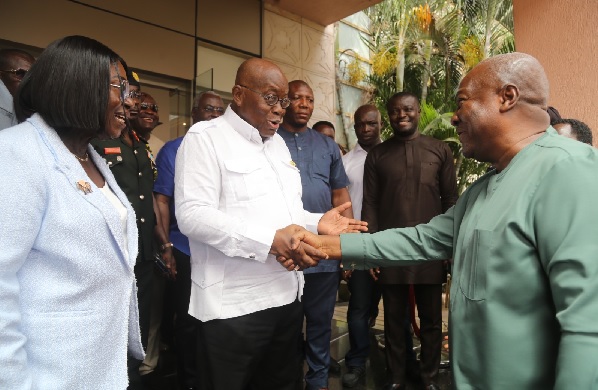 President Akufo-Addo conducts John Dramani Maham, President- Elect round the Residents of the Presidency. Pictures: SAMUEL TEI ADANO