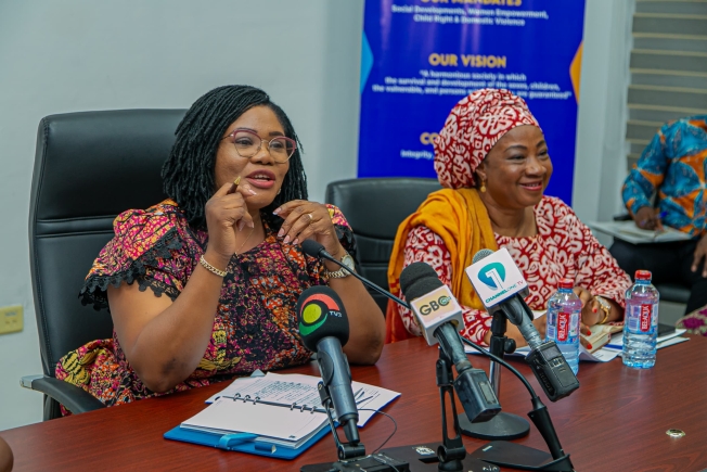 Dr Agnes Naa Momo Lartey (left) addressing the CSO's. With her is the Chief Director, Dr Afisah Zakariah