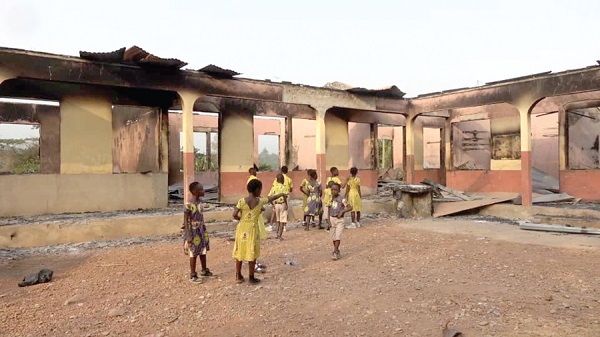 The classroom block after the fire 
