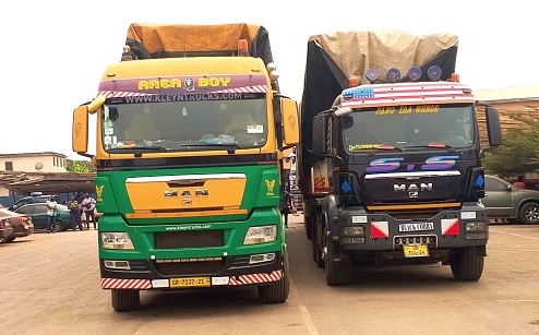 Two of the intercepted trucks