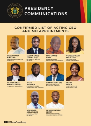 See the list of confirmed Acting CEOs appointed by President Mahama so far