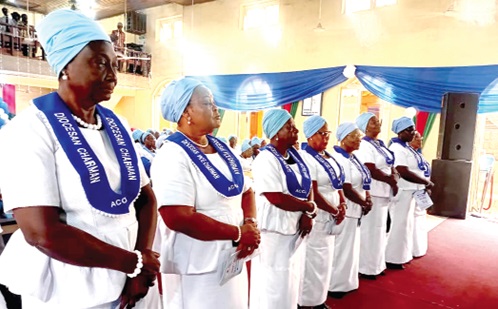 The new officers of the Accra Diocese Women's Fellowship of the Methodist Church Ghana being introduced to the congregation after their induction last Sunday at the Rev J. E. Allotey Pappoe Methodist Church