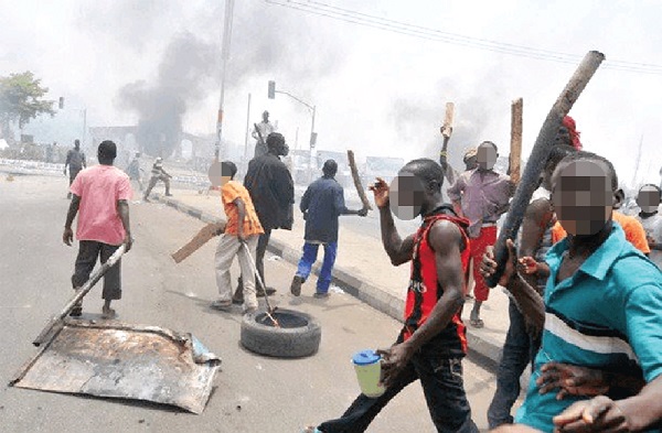Some irate youth at Nkwanta