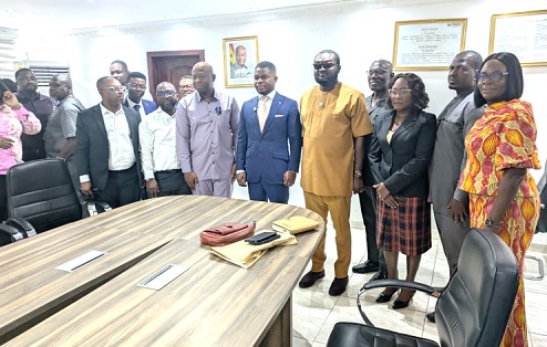 Sammy Gyamfi (arrowed) with some members of staff of the PMMC