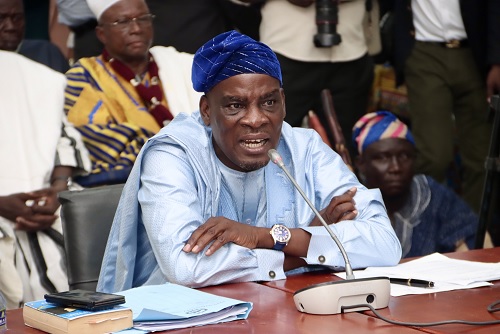Haruna Iddrisu, Minister of Education designate, being vetted by the Appointments Committee of Parliament. Picture: ELVIS NII NOI DOWUONA 