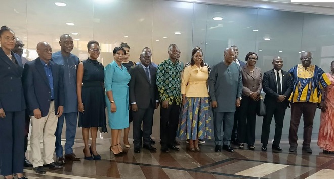President Mahama (5th from right) with the delegation from IPR