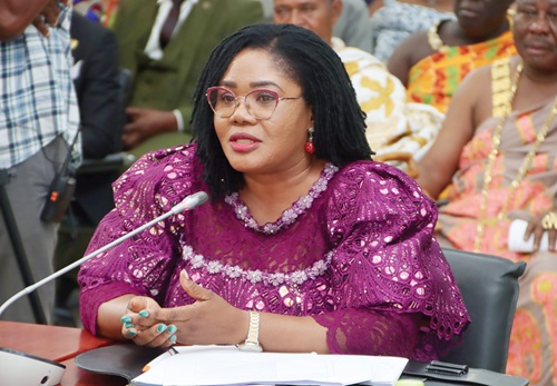 Dr Agnes Naa Momo Lartey, Minister designate for Gender, Children, and Social Protection, answering questions before the Appointments Committee of Parliament. Picture: ELVIS NII NOI DOWUONA 