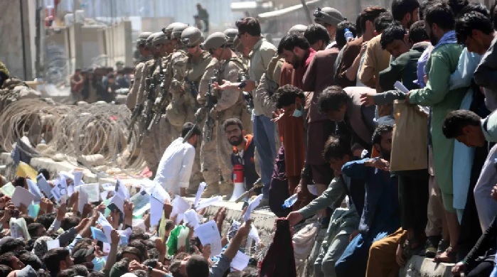 In the final days of US control, Kabul airport was flooded with desperate Afghans hoping to escape the Taliban