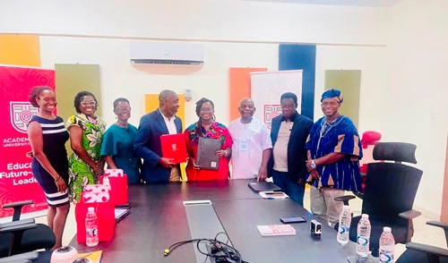  Magnus Lincoln Quarshie and Dr Lucy Agyepong (middle with signed MOU), with other officials after  the ceremony