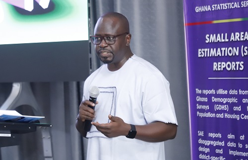 Prof. Samuel Kobina Annim (inset), Government Statistician, addressing participants in the forum. Picture: EDNA SALVO KOTEY 