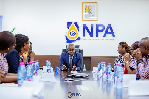  Godwin Kudzo Tameklo (middle), Chief Executive Officer of the National Petroleum Authority, addressing the meeting