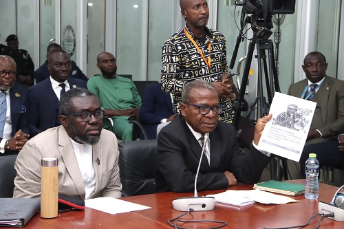  Oliver Barker-Vormawor (left), with Nana Ato Dadzie, his counsel, at the Appointments Committee of Parliament