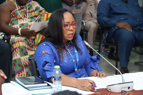 Linda Obenewaa Akweley Ocloo, Minister designate, Greater Accra Region, being vetted by the Appointments Committee. Picture: ELVIS NII NOI DOWUONA 