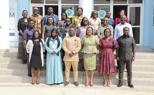  The team of experts with Horname Noagbesenu (3rd from right), Director of Policy Planning, Monotoring and Evaluation at the KAIPTC