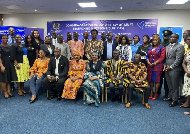 Dignitaries and some of the participants after the launch of the 2025 World Day Against Human Trafficking in Accra