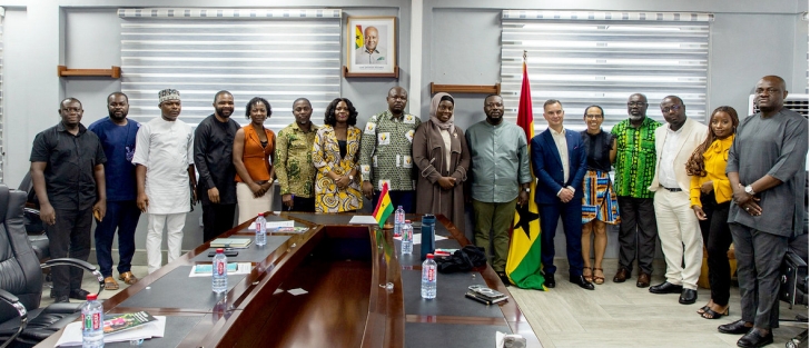 Officials of Loughborough University with their Ghanaian counterparts during their visit to the country.