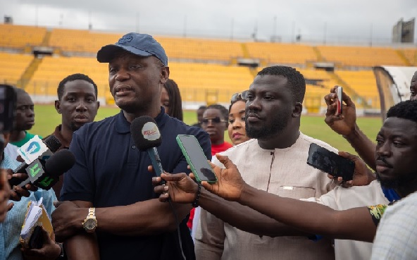 Mr Kofi Iddie Adams, Sports Minister and Dr Frank Amoakohene, Ashanti Regional Minister at the Baba Yara Stadium