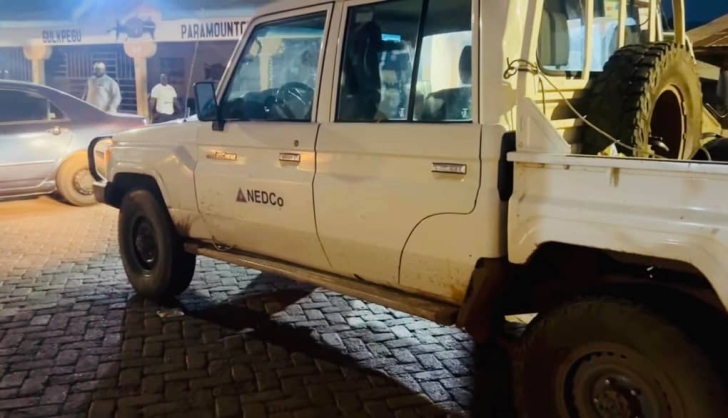 One of the confiscated vehicles packed in front of the Gulkpe Naa Palace in Tamale