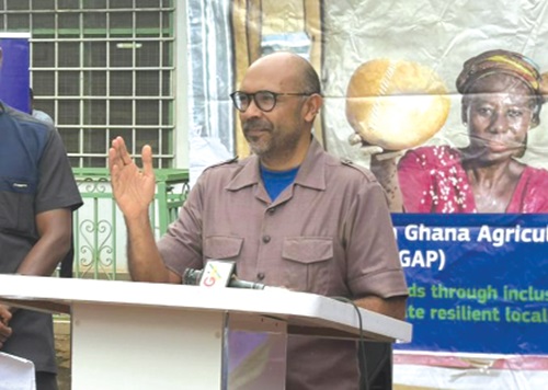 Irchad Razaaly, European Union Ambassador to Ghana, speaking at the handing over ceremony