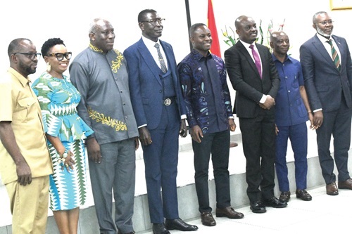 Prof. Ato Duncan (4th from left), Chief Executive Officer of the Centre of Awareness Research and Manufacturing Limited, with Kwabena Mintah Akandoh (5th from left), Minister of Health, and some board members after the ceremony. Picture: SAMUEL TEI ADANO