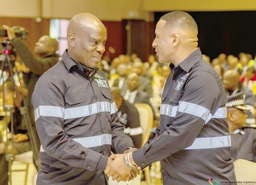 Duma Gideon Boko (right), President of the Republic of Botswana, welcoming Haruna Iddrisu, Ghana’s Education Minister to the forum