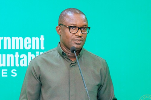 John Jinapor, Minister of Energy and Green Transition, speaking at the accountability series in Accra