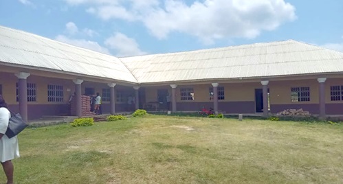 The seven-unit classroom block constructed by the community