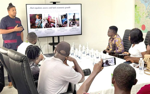 Daniel Kwaku Merki, the Country Manager of Zipline Ghana, taking the media through the success stories of Zipline Ghana