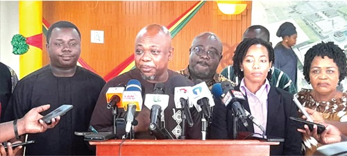 James Agalga, the Chairperson of the Defence Committee of Parliament, briefing the press 