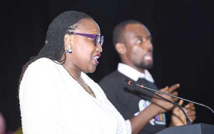 Irene Baaba Hagan (right), Board Chairperson, GTBank, speaking at the event