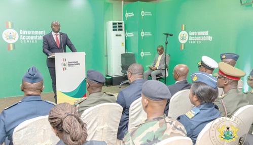 Dr Edward Omane Boamah, Minister of Defence, speaking at the event
