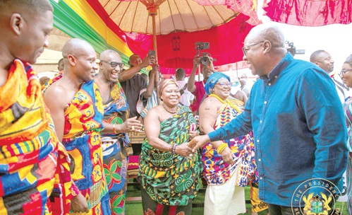 President John Mahama exchanging pleasantries with traditional leaders at the durbar 