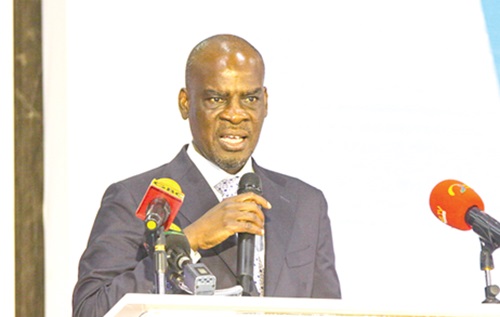 Haruna Iddrisu (left), Minister of Education, addressing the audience at the event  Picture: CALEB VANDERPUYE